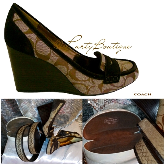 Coach Bundle All. Nela Style A3437 Brown Wedge - Picture 1 of 8
